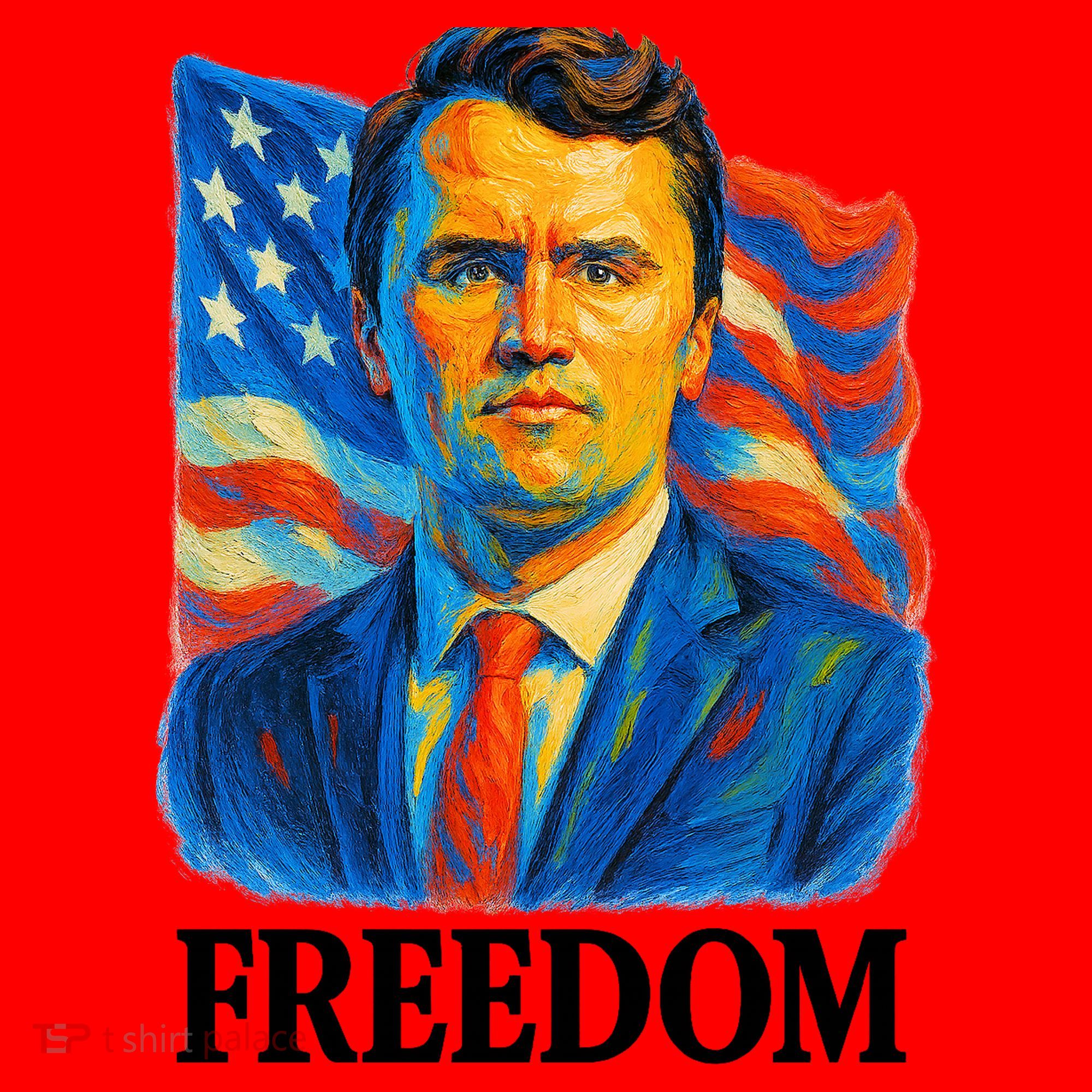 Freedom Charlie Kirk: 3D Oil Painting Vibrant Spectrum Santa Hat
