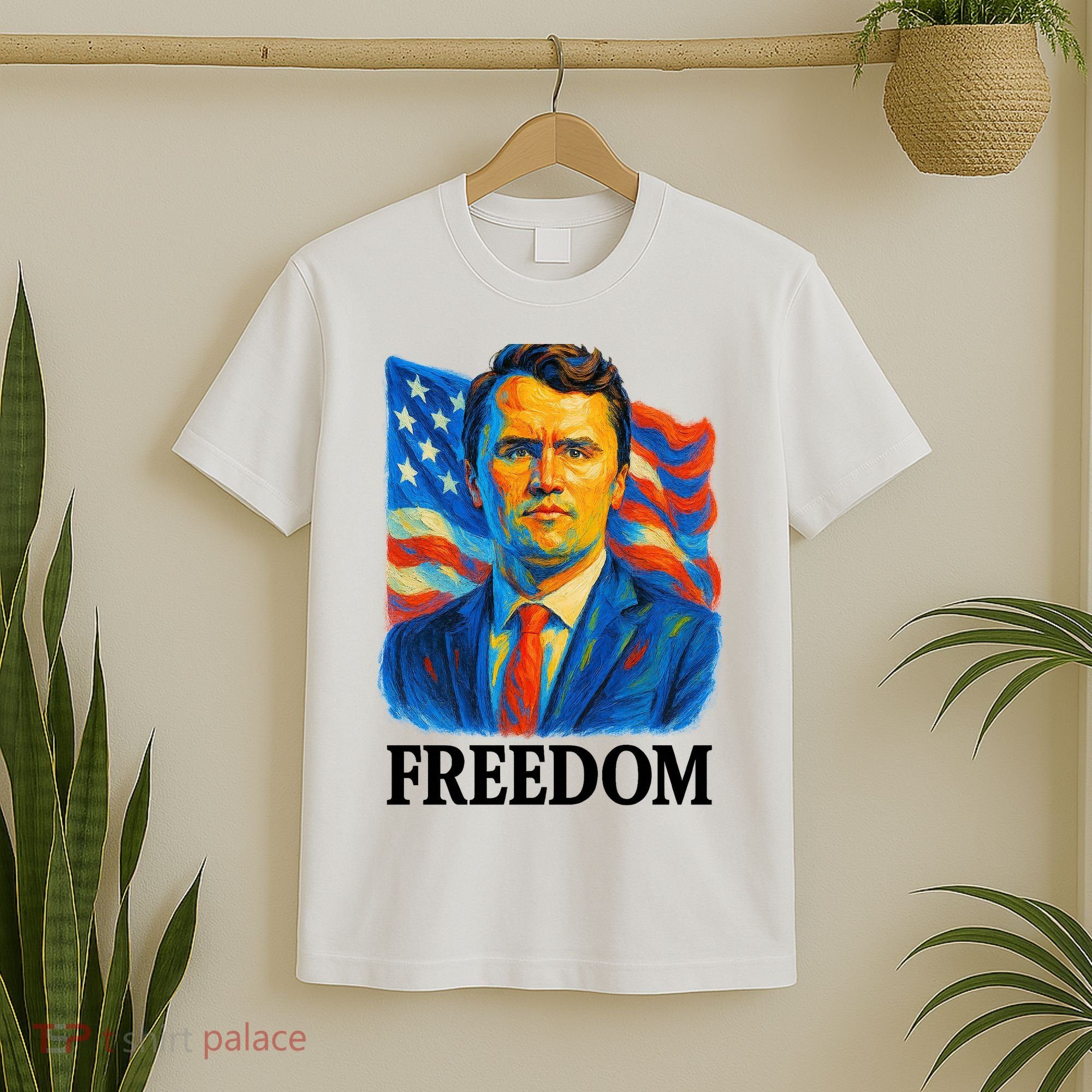 Freedom Charlie Kirk: 3D Oil Painting Vibrant Spectrum T-Shirt