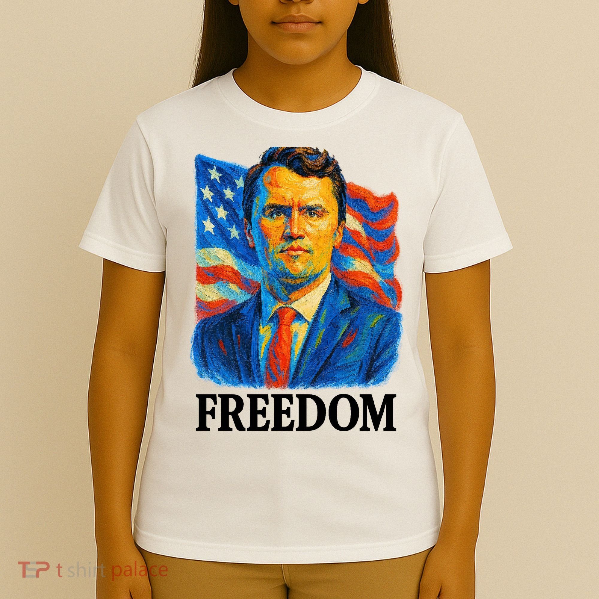Freedom Charlie Kirk: 3D Oil Painting Vibrant Spectrum T-Shirt