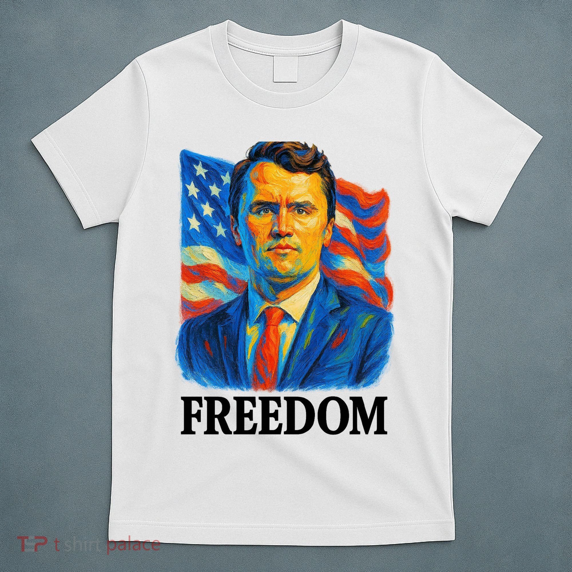 Freedom Charlie Kirk: 3D Oil Painting Vibrant Spectrum T-Shirt