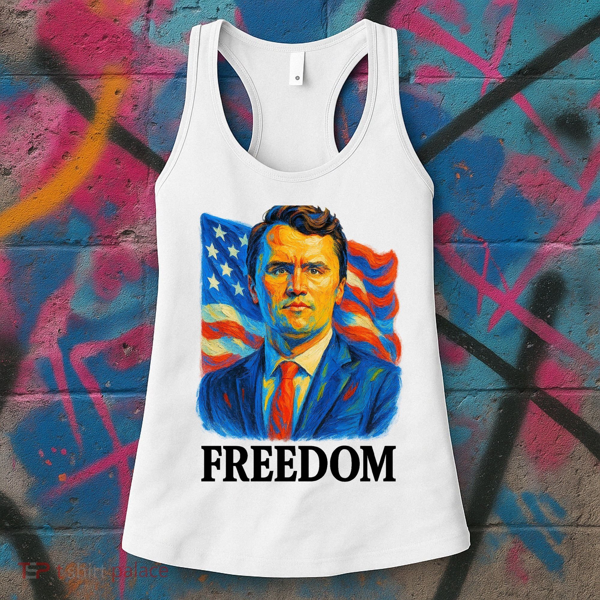 Freedom Charlie Kirk: 3D Oil Painting Vibrant Spectrum Women's Tank Top
