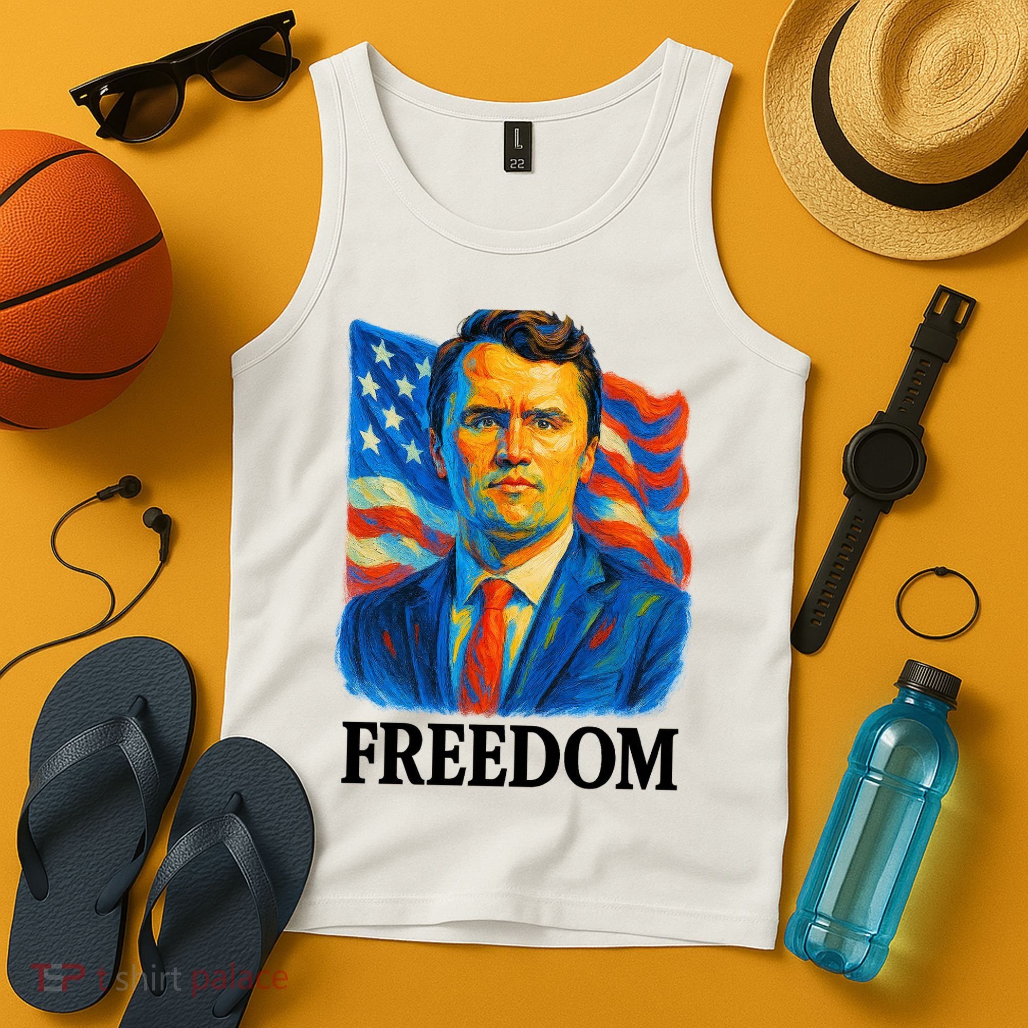 Freedom Charlie Kirk: 3D Oil Painting Vibrant Spectrum Tank Top