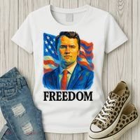 Freedom Charlie Kirk: 3D Oil Painting Vibrant Spectrum Women's T-Shirt thumb 3
