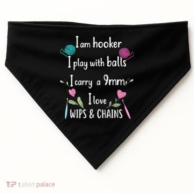 Funny Crochet Knitting I’M A Hooker Funny Crochet USA-Made Doggie Bandana