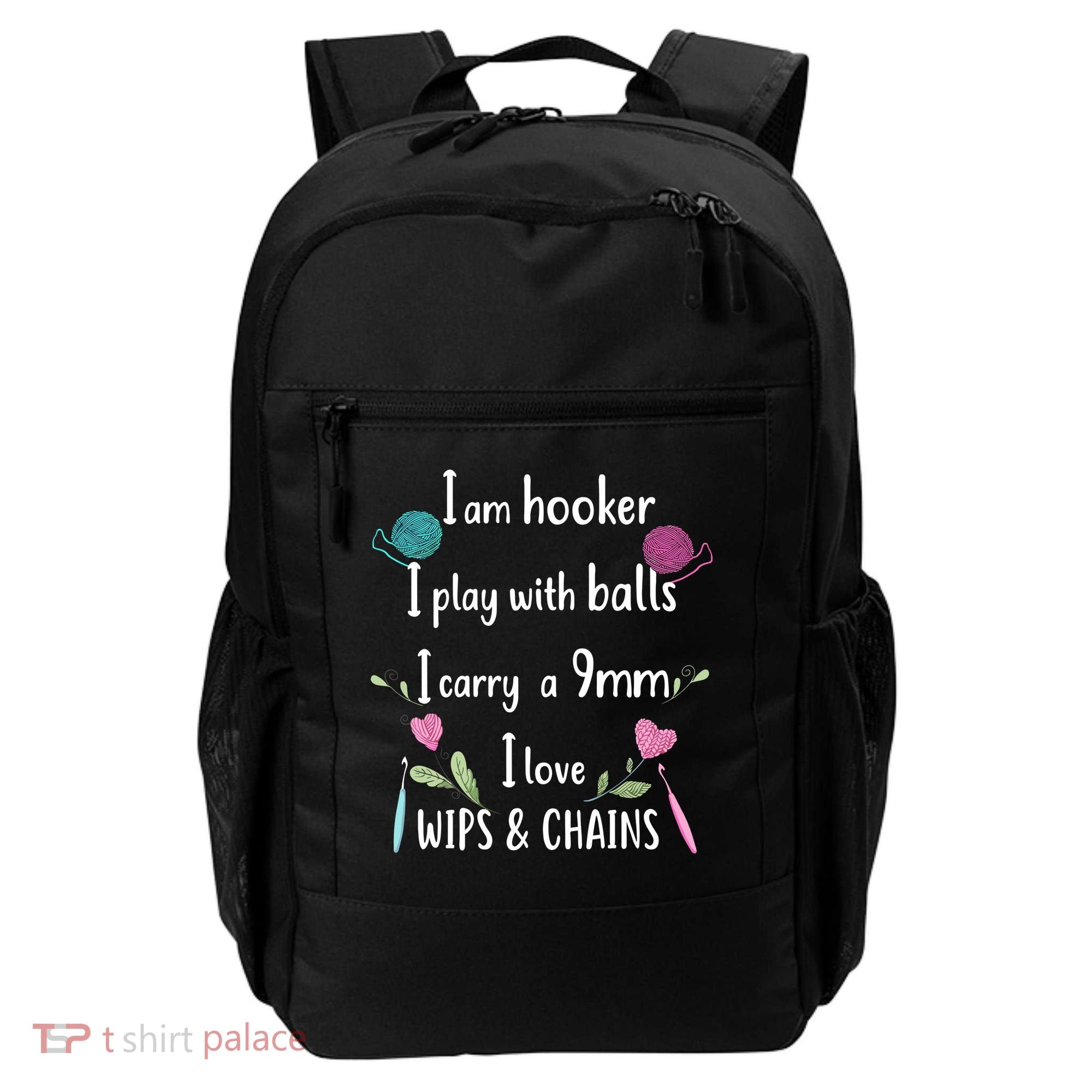 Funny Crochet Knitting I’M A Hooker Funny Crochet Backpack