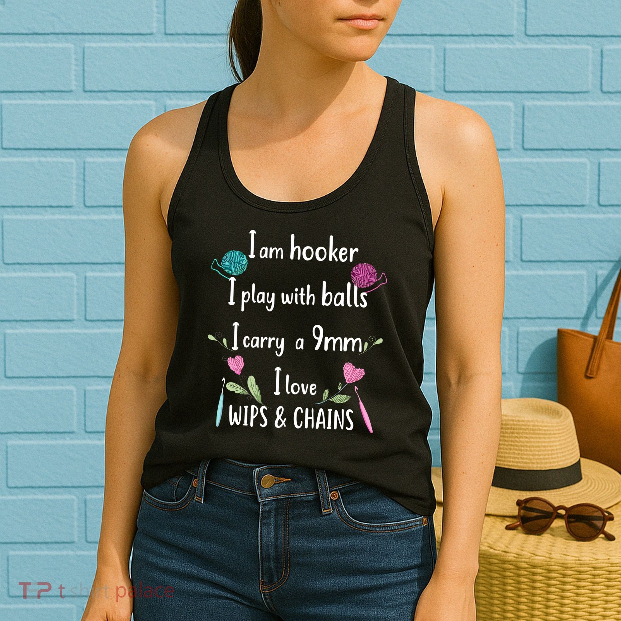 Funny Crochet Knitting I’M A Hooker Funny Crochet Women's Tank Top