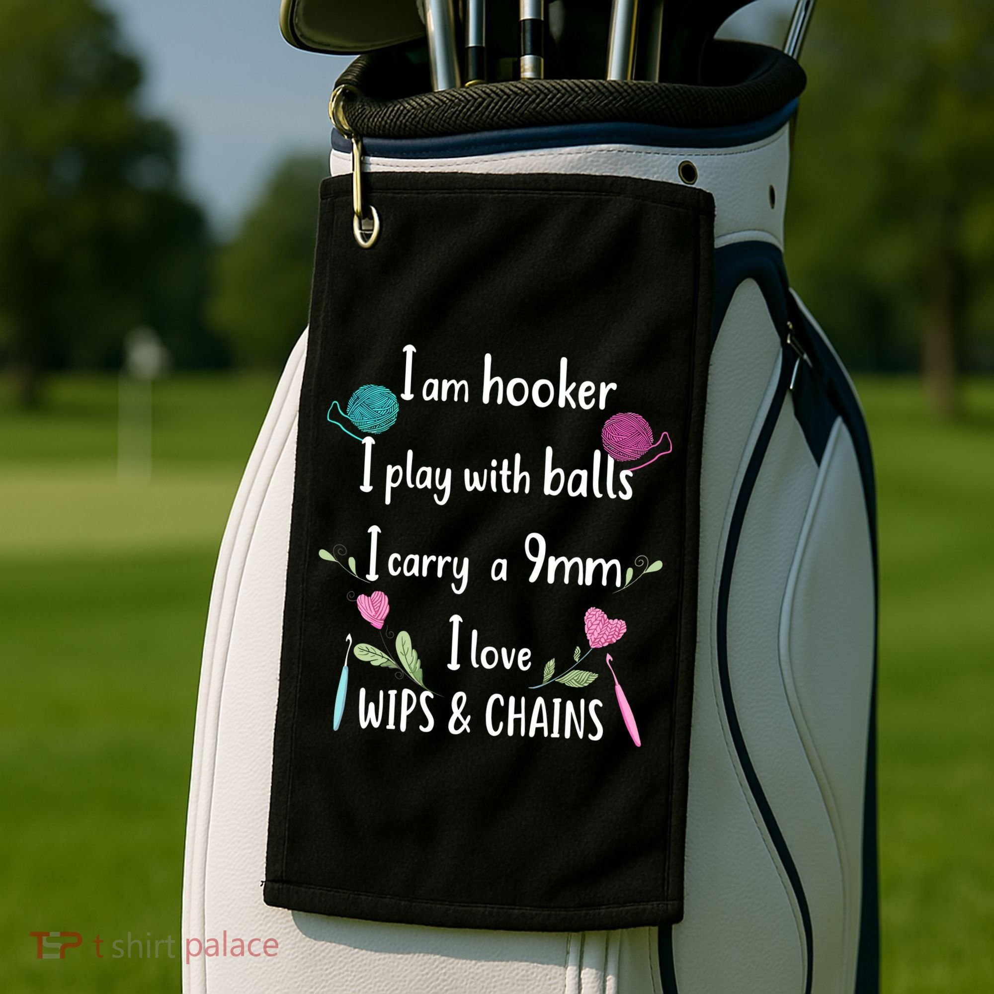 Funny Crochet Knitting I’M A Hooker Funny Crochet Golf Towel