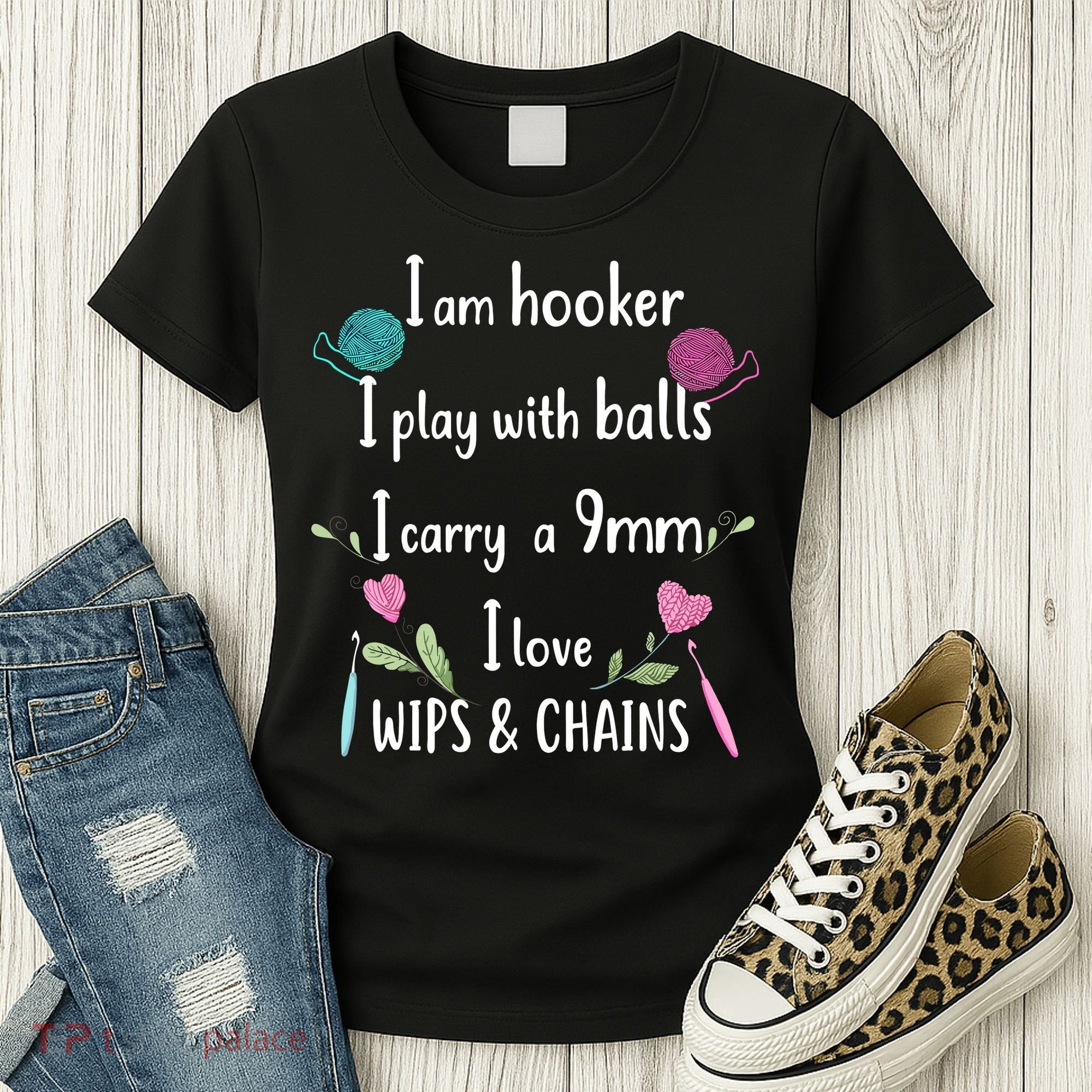 Funny Crochet Knitting I’M A Hooker Funny Crochet Women's T-Shirt