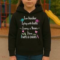 Funny Crochet Knitting I’M A Hooker Funny Crochet Kids Hoodie thumb 3
