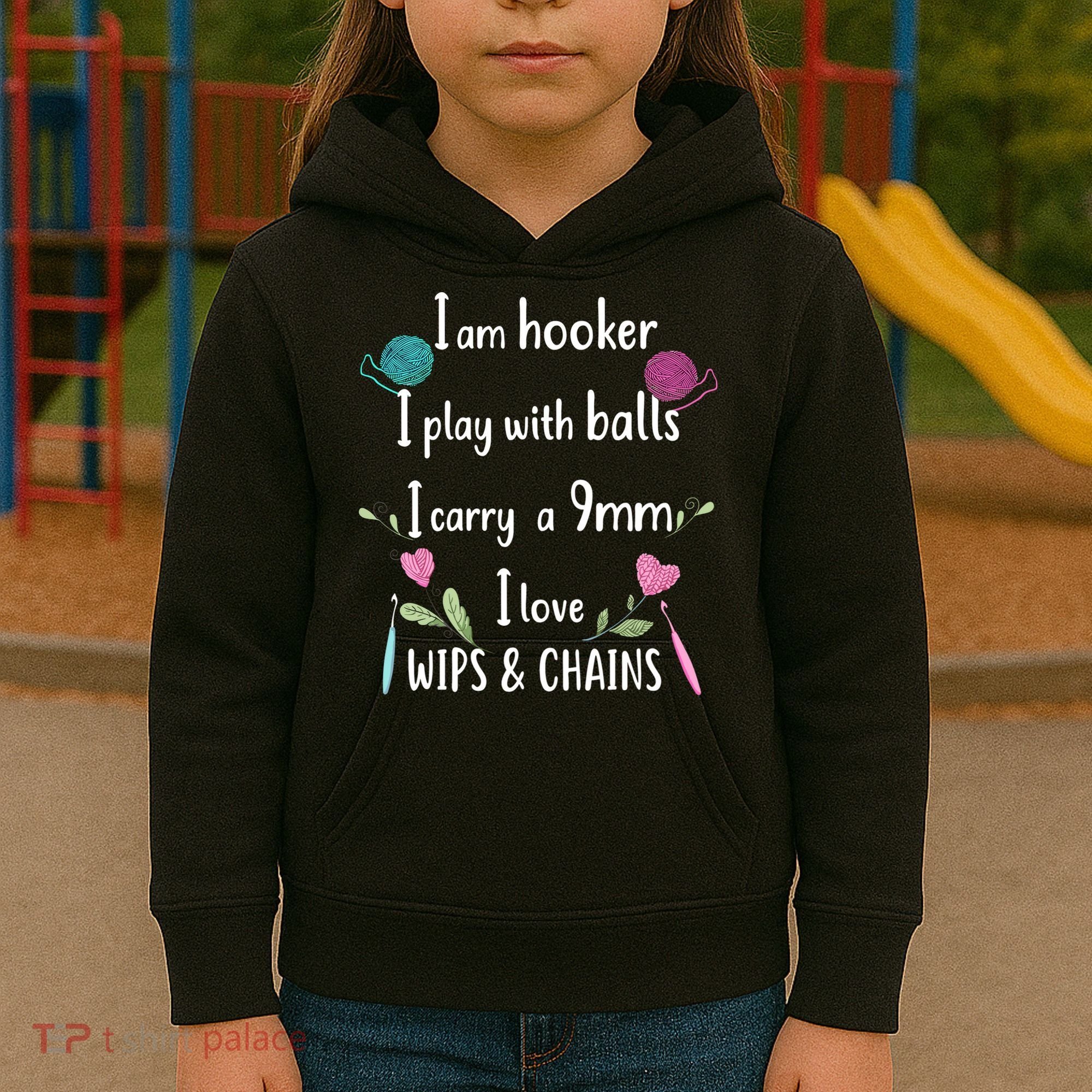 Funny Crochet Knitting I’M A Hooker Funny Crochet Kids Hoodie