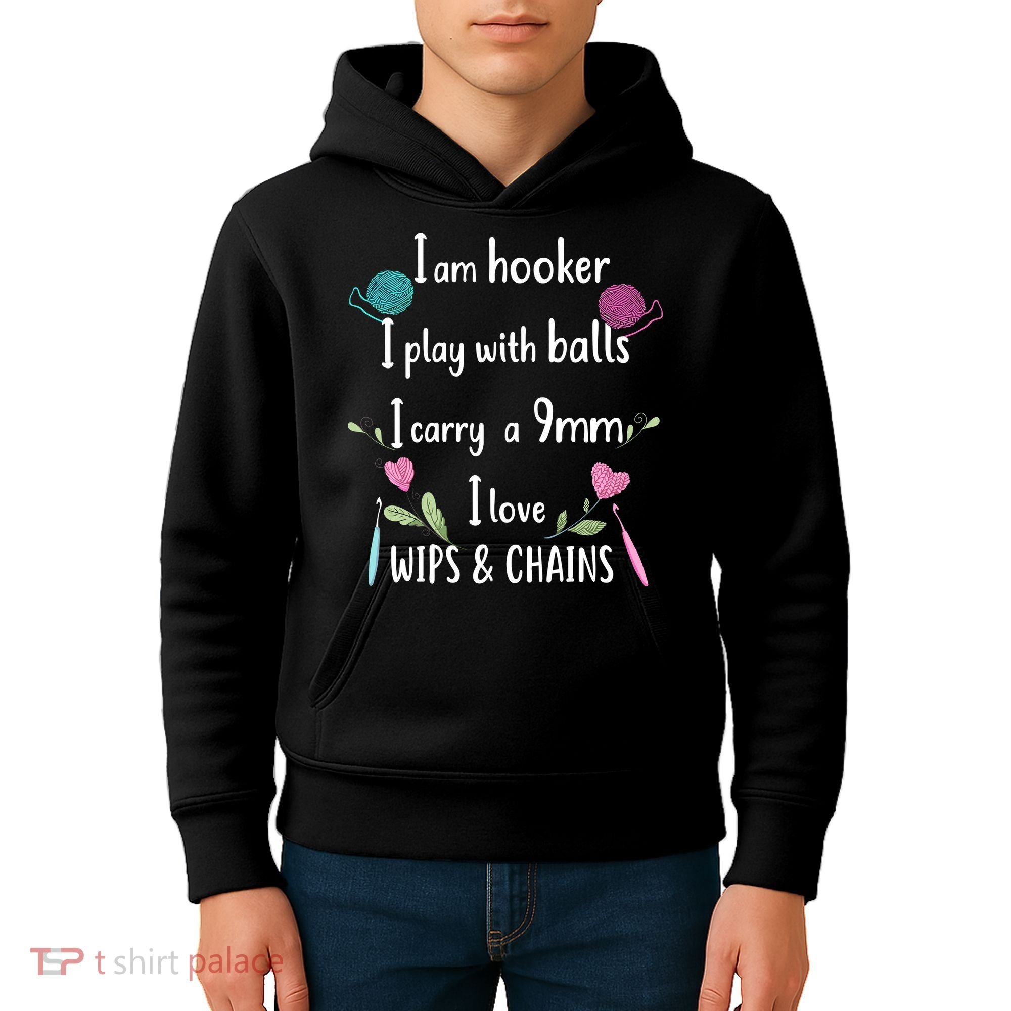 Funny Crochet Knitting I’M A Hooker Funny Crochet Kids Hoodie