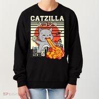 Funny Catzilla Kawaii Cat Kitten Lover Japanese Sunset Women's Sweatshirt thumb 0
