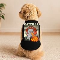 Funny Catzilla Kawaii Cat Kitten Lover Japanese Sunset Doggie Tank thumb 2