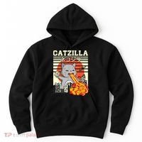 Funny Catzilla Kawaii Cat Kitten Lover Japanese Sunset Hoodie thumb 0