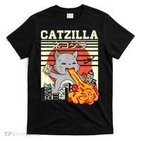 Funny Catzilla Kawaii Cat Kitten Lover Japanese Sunset T-Shirt thumb 0