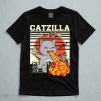 Funny Catzilla Kawaii Cat Kitten Lover Japanese Sunset T-Shirt thumb 5