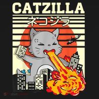Funny Catzilla Kawaii Cat Kitten Lover Japanese Sunset Women's Hoodie thumb 2