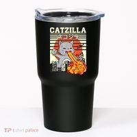 Funny Catzilla Kawaii Cat Kitten Lover Japanese Sunset Tumbler thumb 0
