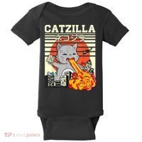 Funny Catzilla Kawaii Cat Kitten Lover Japanese Sunset Baby Bodysuit thumb 0