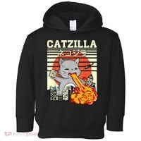 Funny Catzilla Kawaii Cat Kitten Lover Japanese Sunset Toddler Hoodie thumb 0