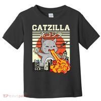 Funny Catzilla Kawaii Cat Kitten Lover Japanese Sunset Toddler T-Shirt thumb 0