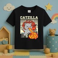 Funny Catzilla Kawaii Cat Kitten Lover Japanese Sunset Toddler T-Shirt thumb 3