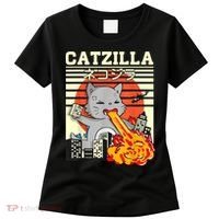 Funny Catzilla Kawaii Cat Kitten Lover Japanese Sunset Women's T-Shirt thumb 0