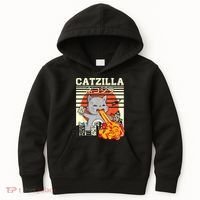 Funny Catzilla Kawaii Cat Kitten Lover Japanese Sunset Kids Hoodie thumb 0