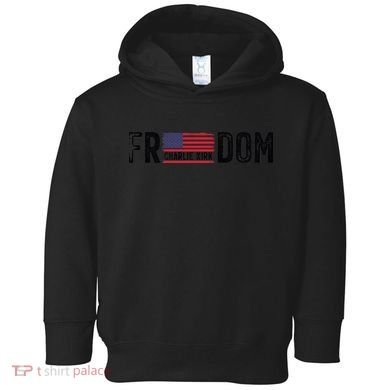 Freedom Charlie Kirk USA Flag Toddler Hoodie