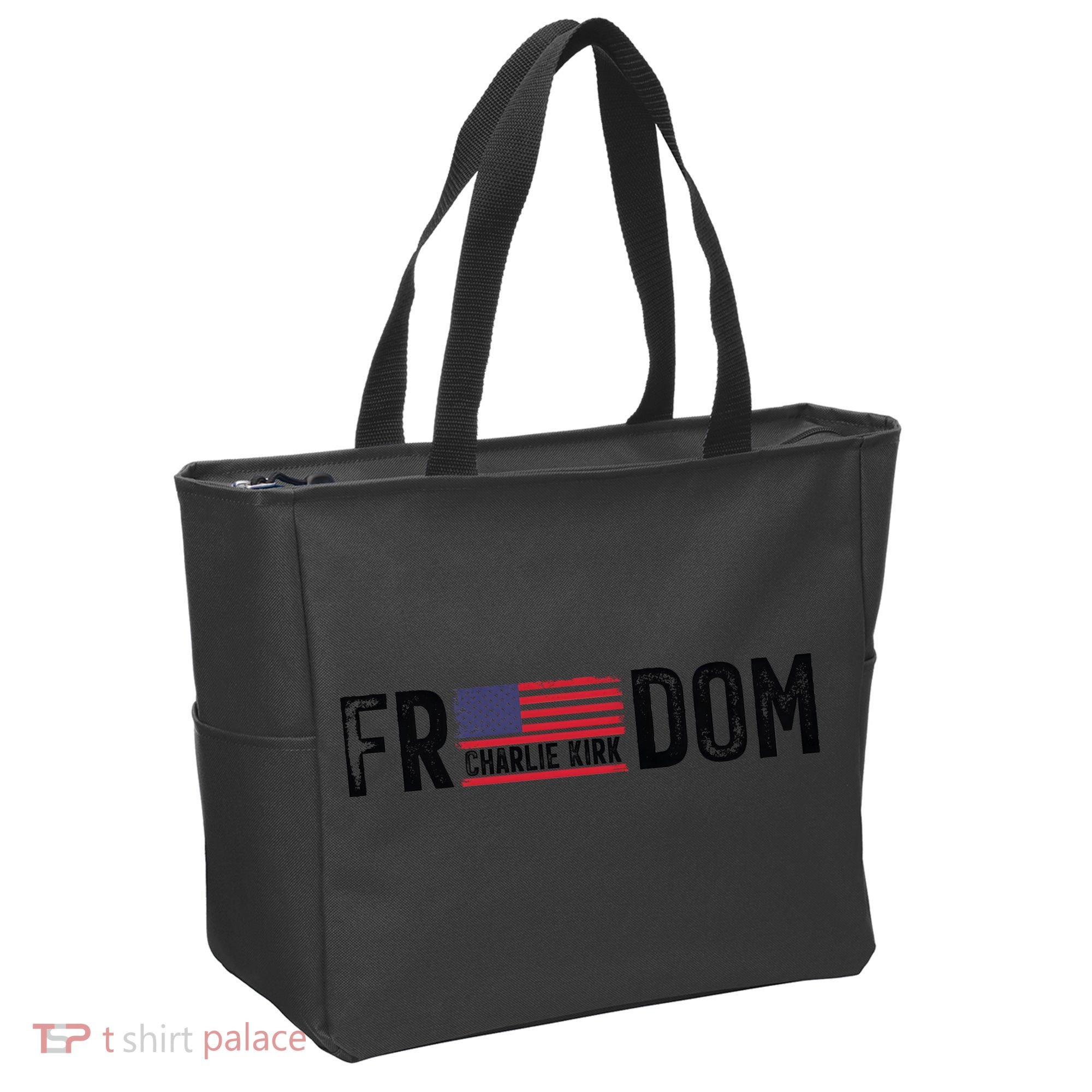Freedom Charlie Kirk USA Flag Tote Bag