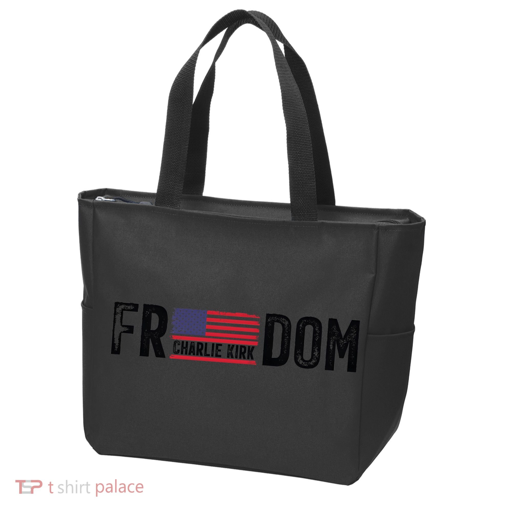 Freedom Charlie Kirk USA Flag Tote Bag