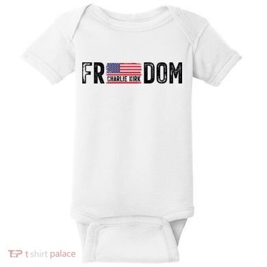 Freedom Charlie Kirk USA Flag Baby Bodysuit