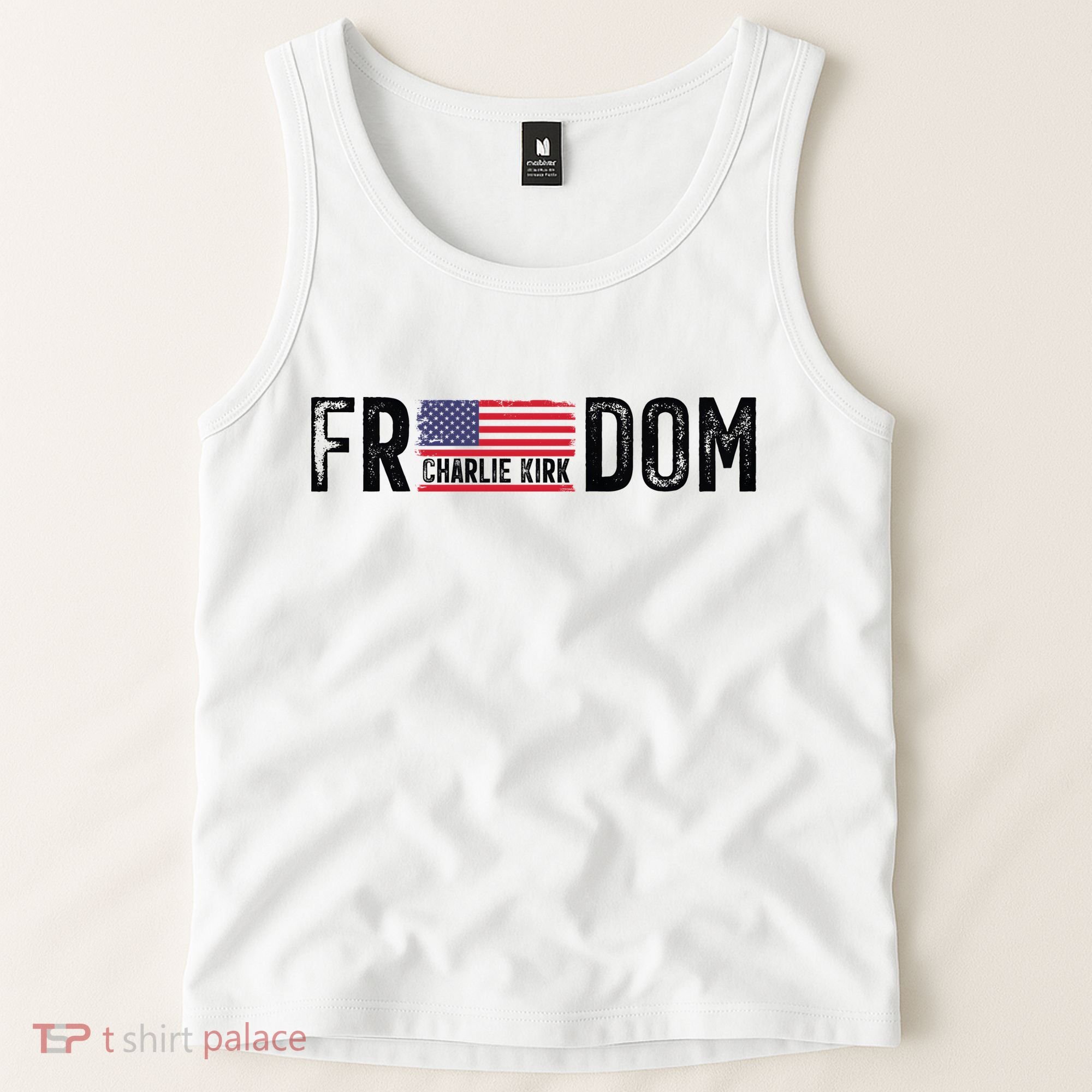 Freedom Charlie Kirk USA Flag Tank Top