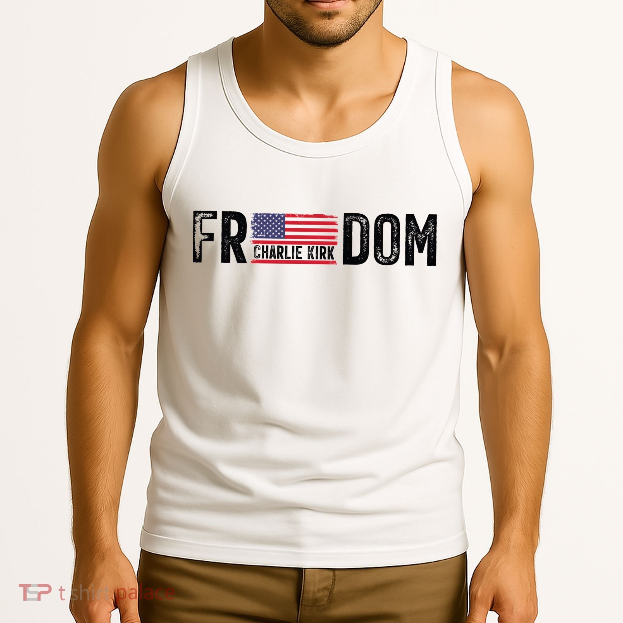 Freedom Charlie Kirk USA Flag Tank Top