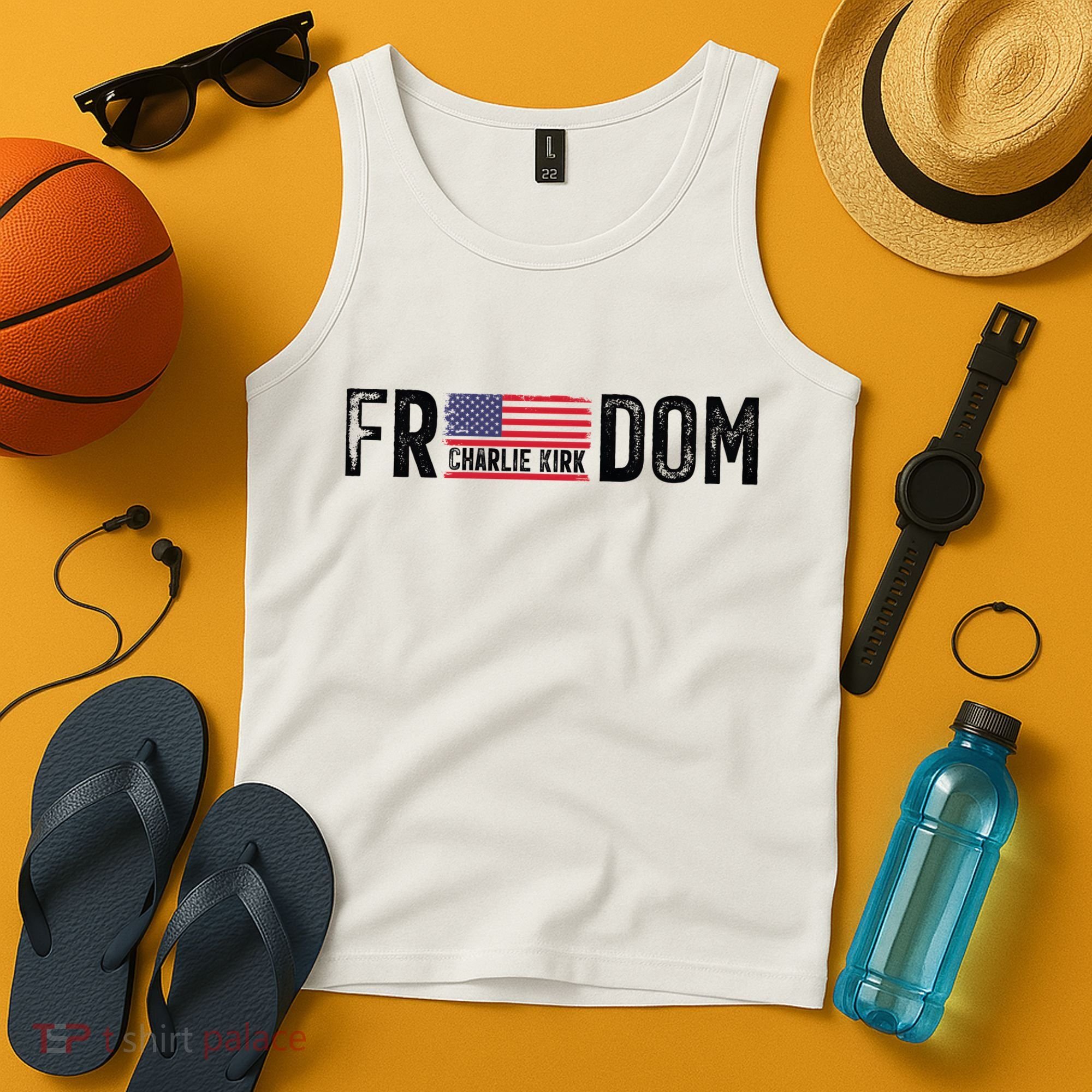 Freedom Charlie Kirk USA Flag Tank Top