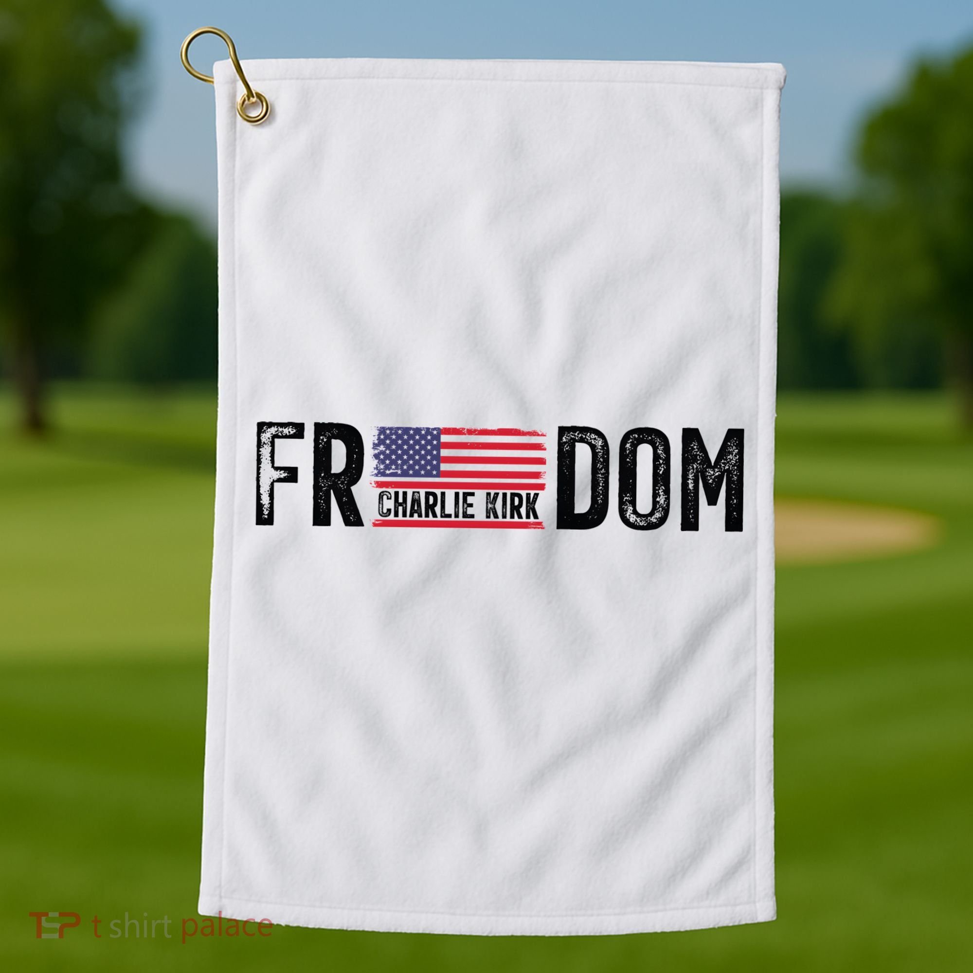 Freedom Charlie Kirk USA Flag Golf Towel