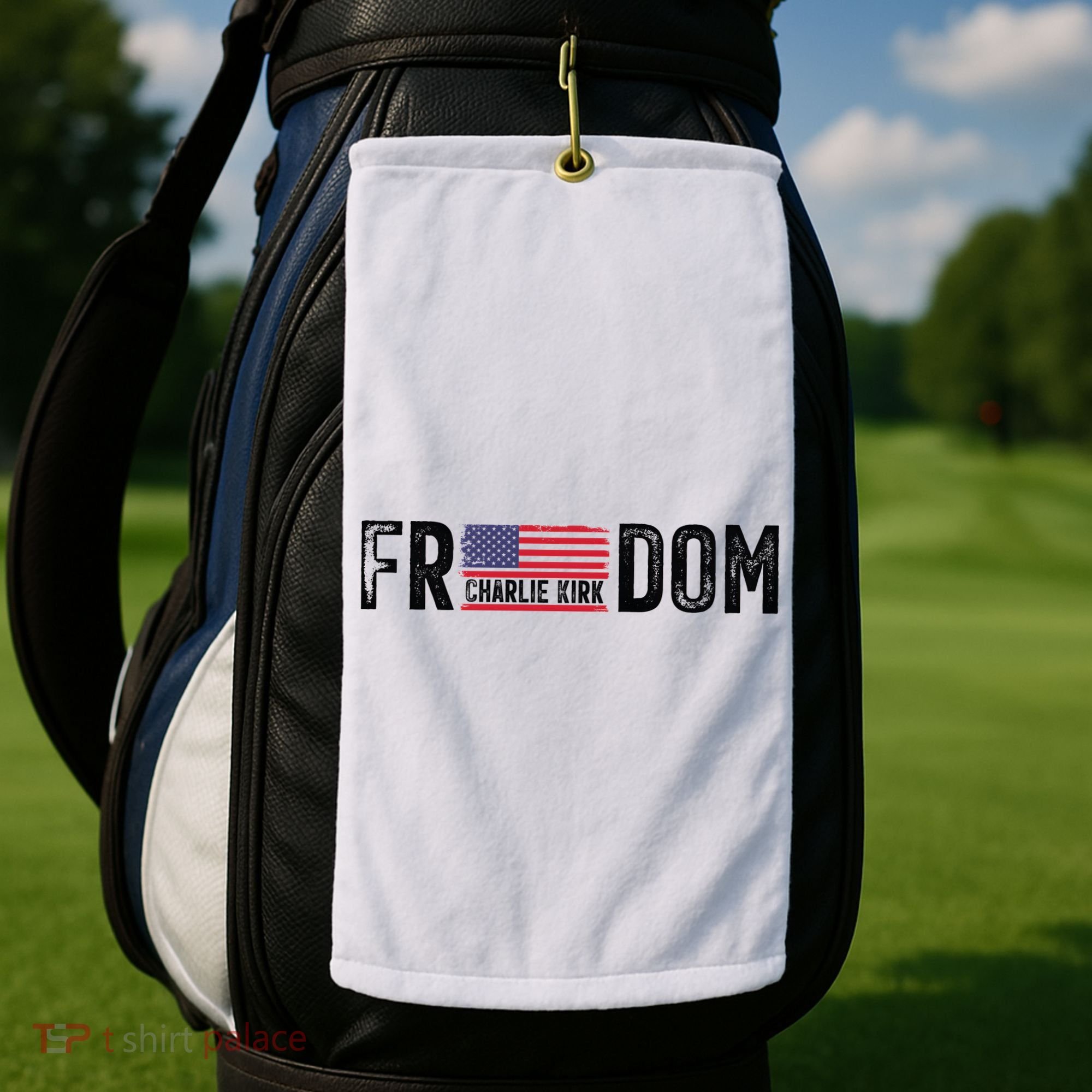 Freedom Charlie Kirk USA Flag Golf Towel