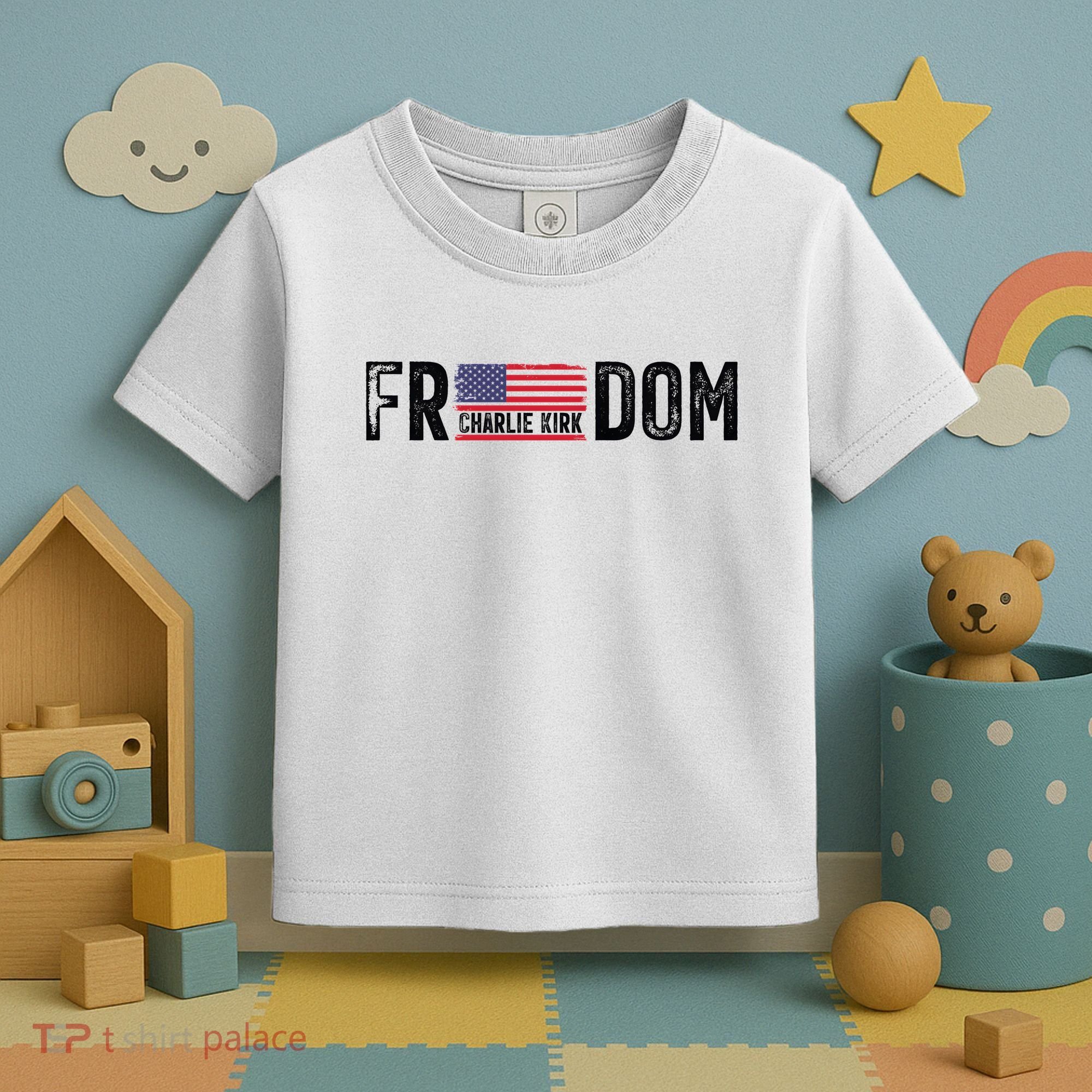 Freedom Charlie Kirk USA Flag Toddler T-Shirt