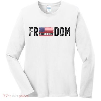 Freedom Charlie Kirk USA Flag Women's Long Sleeve Shirt