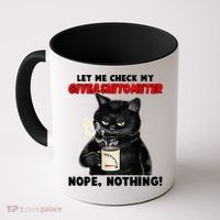 Funny Cat Let Me Check My GiveAShitOMeter Nope Nothing Coffee Mug thumb 0
