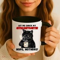 Funny Cat Let Me Check My GiveAShitOMeter Nope Nothing Coffee Mug thumb 3