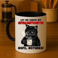 Funny Cat Let Me Check My GiveAShitOMeter Nope Nothing Coffee Mug thumb 4