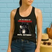 Funny Cat Let Me Check My GiveAShitOMeter Nope Nothing Women's Tank Top thumb 2
