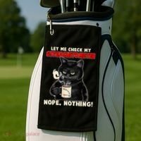 Funny Cat Let Me Check My GiveAShitOMeter Nope Nothing Golf Towel thumb 2
