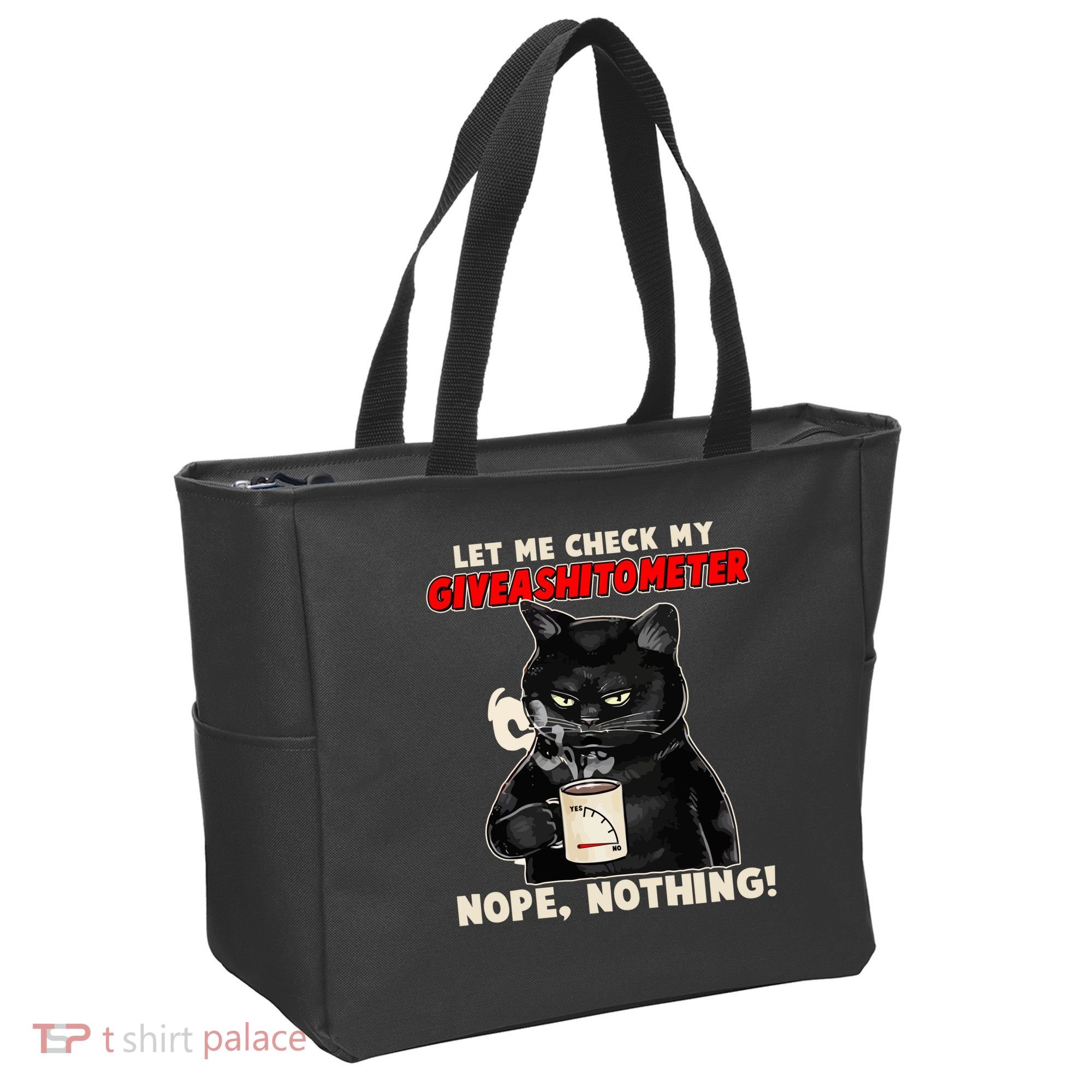 Funny Cat Let Me Check My GiveAShitOMeter Nope Nothing Tote Bag