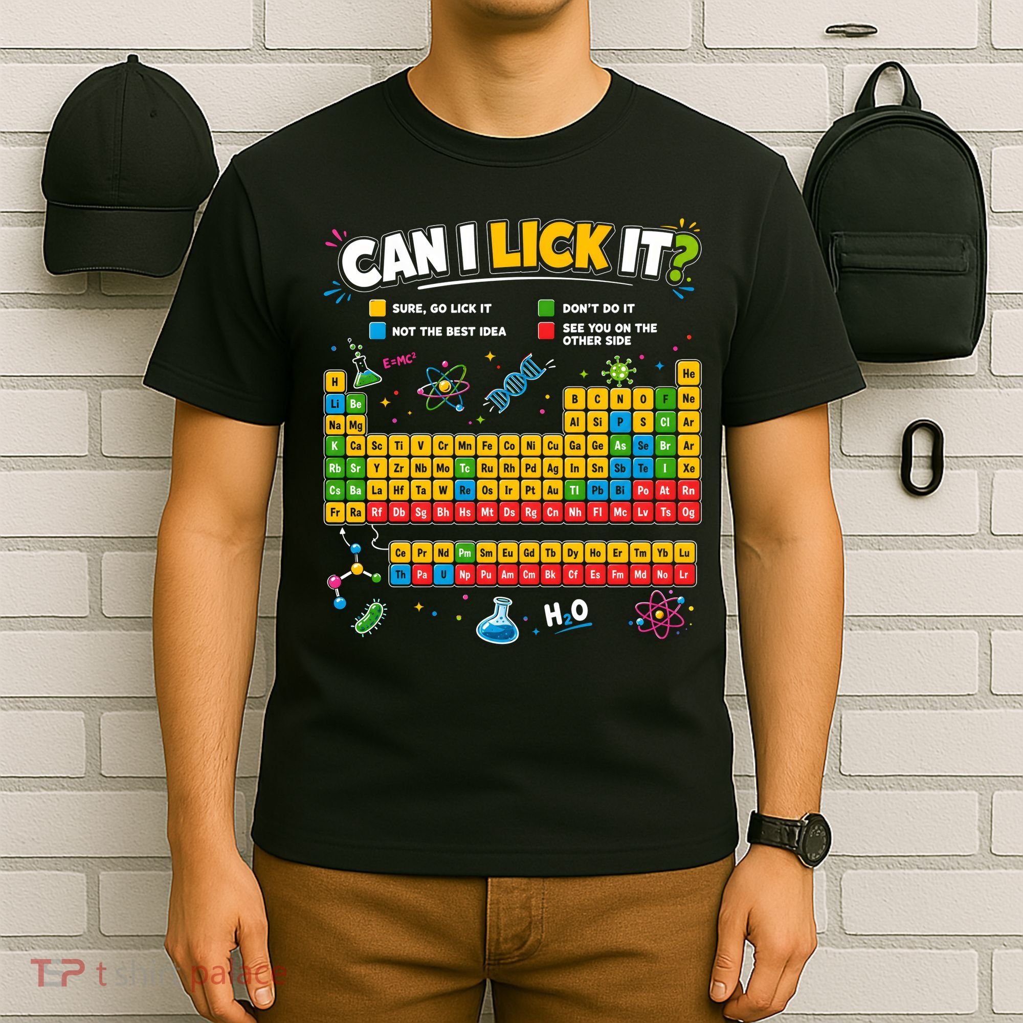 Funny Can Lick It Science Theme Periodic Table Humor T-Shirt