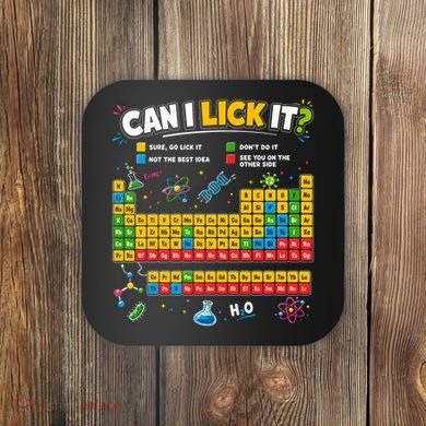 Funny Can Lick It Science Theme Periodic Table Humor Coaster