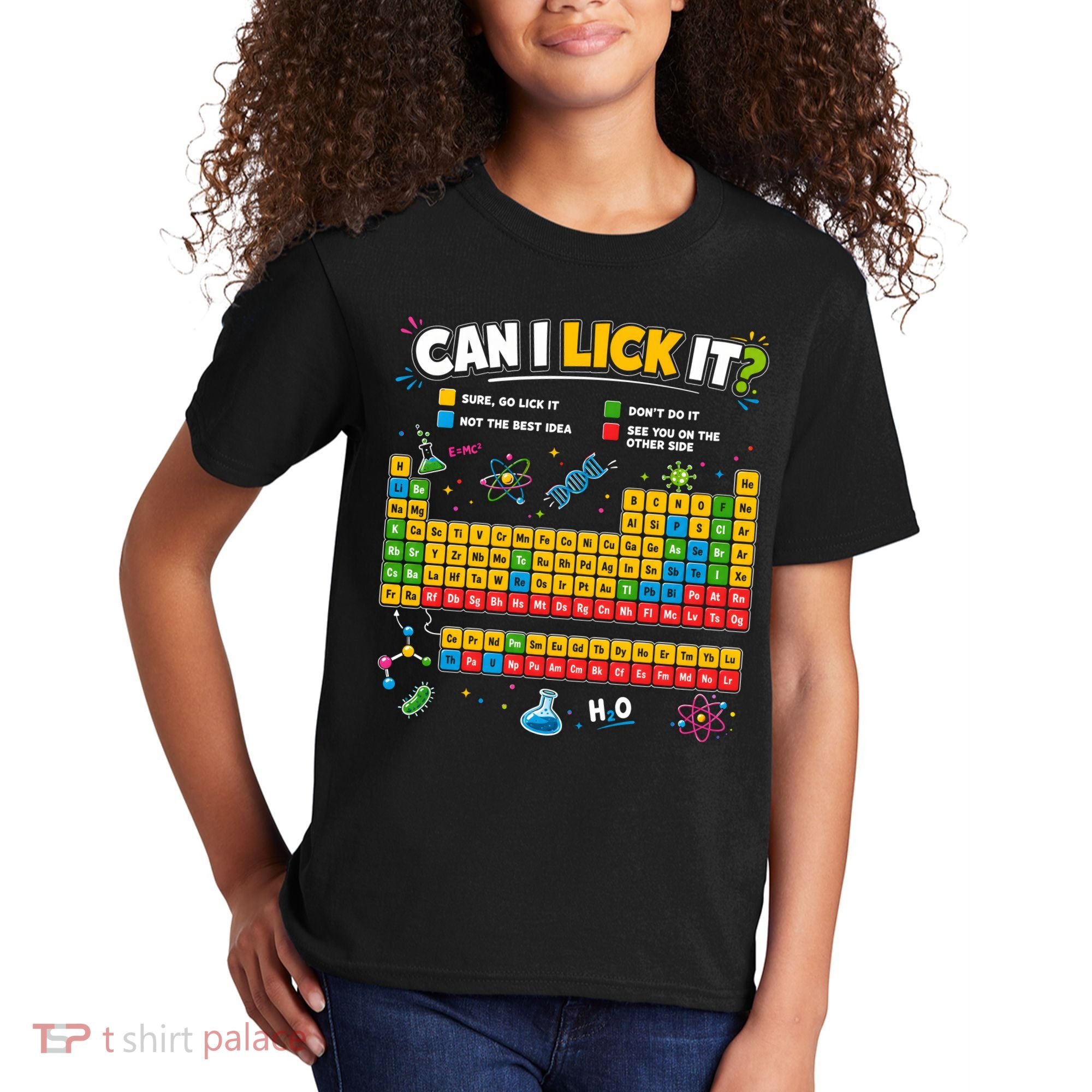 Funny Can Lick It Science Theme Periodic Table Humor Kids T-Shirt