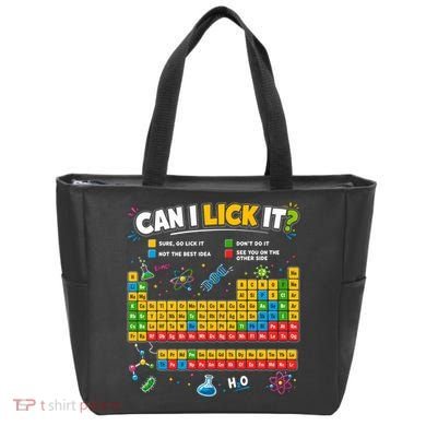 Funny Can Lick It Science Theme Periodic Table Humor Tote Bag