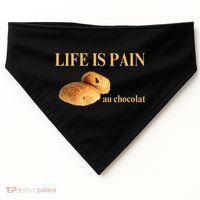 French Chocolatine Life Is Pain Au Chocolat USA-Made Doggie Bandana thumb 0
